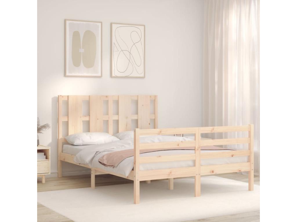 Solid wood bed frame without mattress