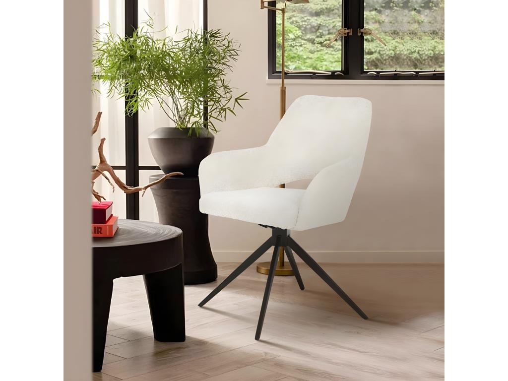 Domopure - Office chair in bouclé fabric and metal. Color - Heathered ecru RBCD29837