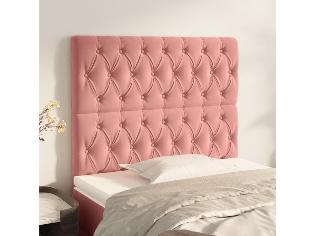 2-piece headboard set, pink, 100x7x78/88 cm, velvet, MNNO82066