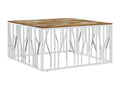Silver coffee table, stainless steel and reclaimed solid wood, ZAIC24070