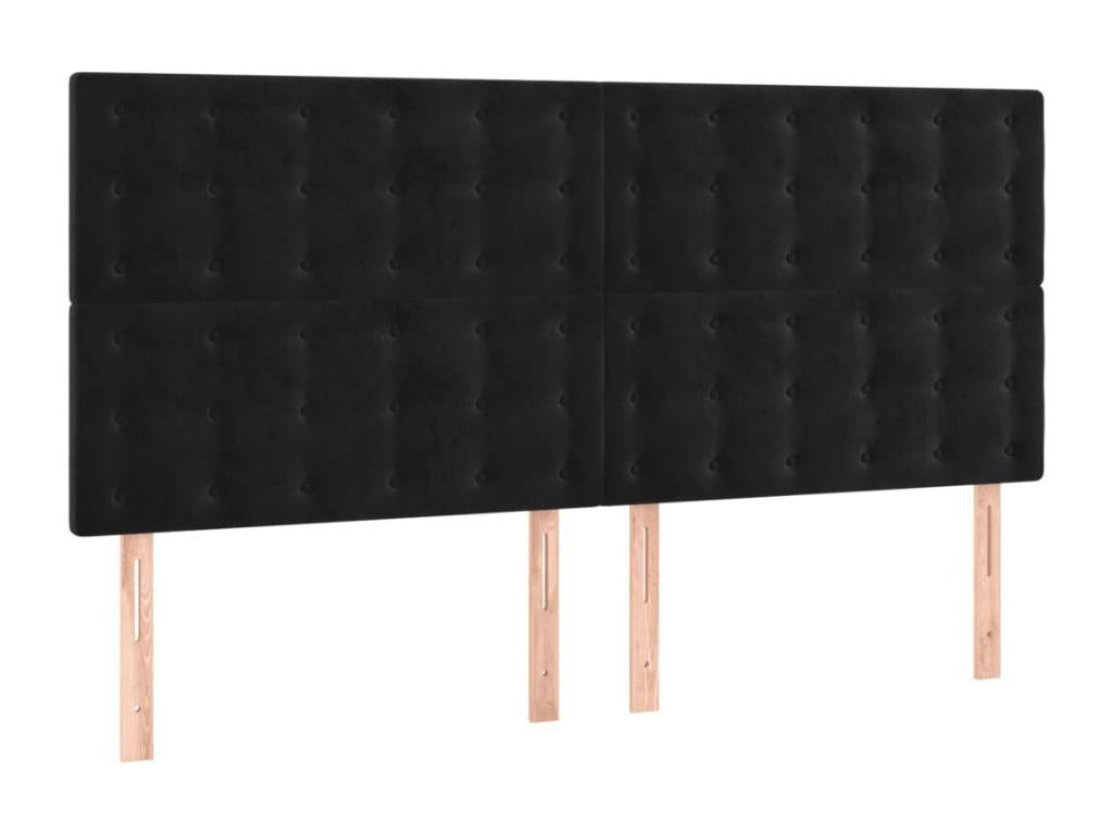 Black LED Headboard 180x5x118/128 cm Velvet WVCS18187