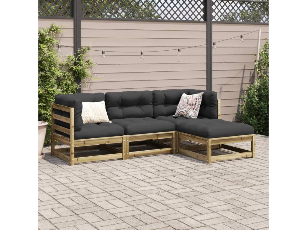 4-piece garden furniture set in impregnated pine wood DWED70416