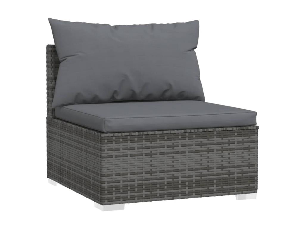 4-piece garden furniture set with cushions, grey wicker resin NXKC49267