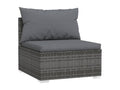 4-piece garden furniture set with cushions, grey wicker resin NXKC49267