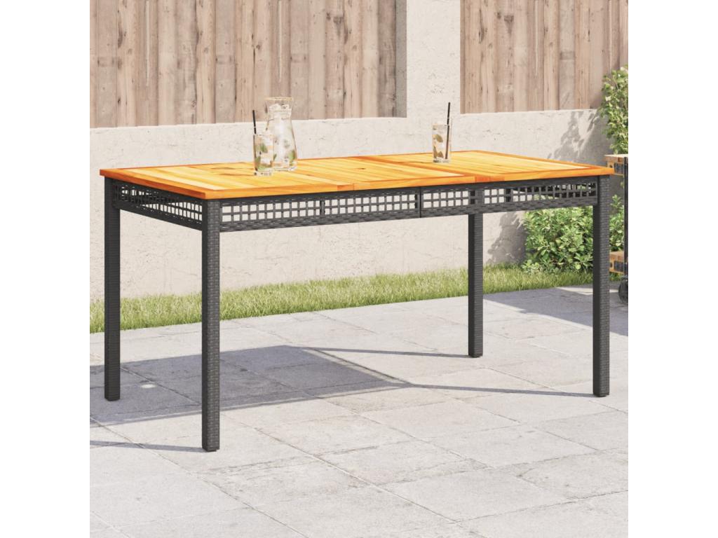 Domopure CPBV45614 Black Garden Table 140x80x75 cm Woven Resin and Wood