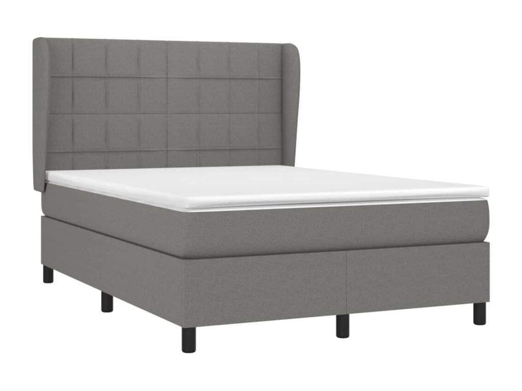 Upholstered bed base with mattress, dark grey, 140x200cm, fabric QABV06010
