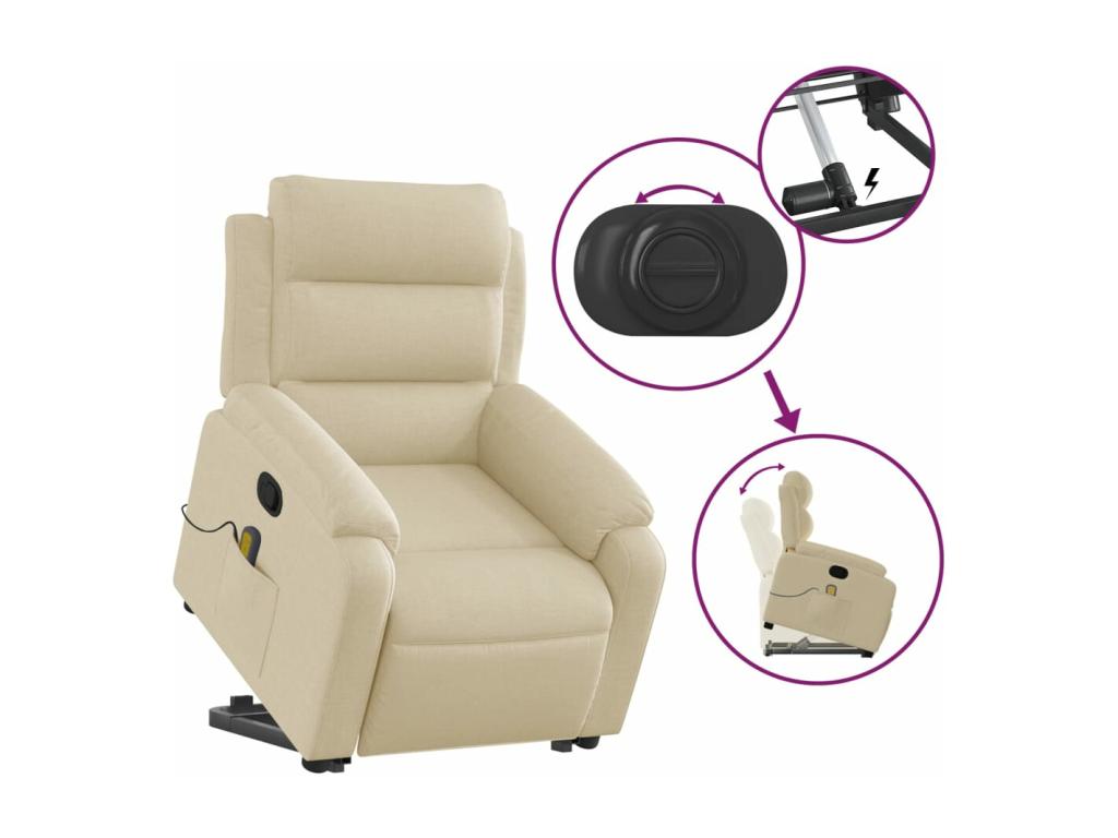 Cream Fabric Massage Recliner Chair IWAT12360