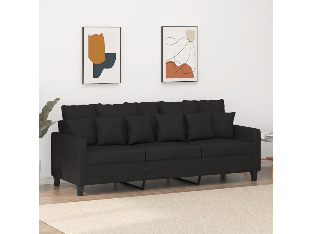 3-seater sofa, black, 180 cm, fabric, WWME43641