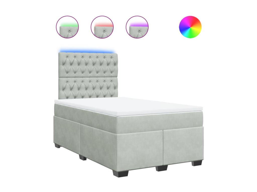 Domopure bed base and mattress, light grey, 120x200cm, velvet, EODM89532