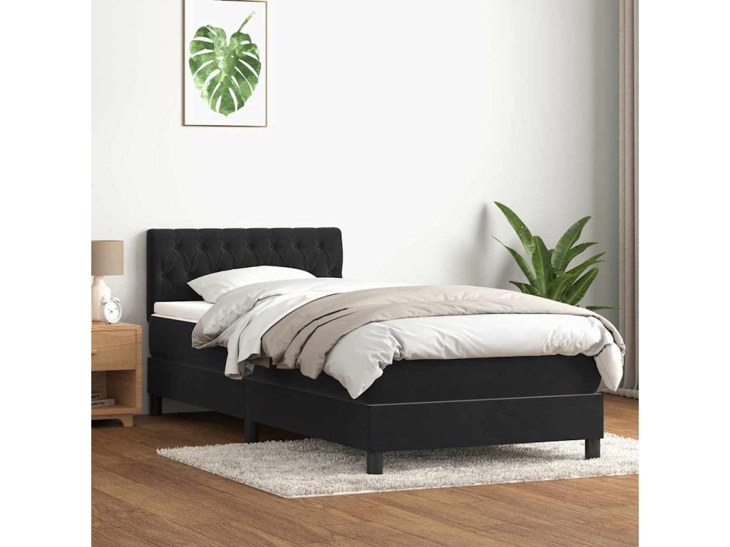 Chicyla bed base with black 80x220 cm velvet mattress QDJQ89382