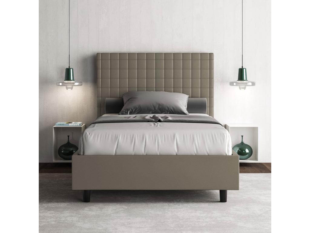 Single bed with upholstered slatted base 120x200 cm cappuccino faux leather Sunny KYIQ26367