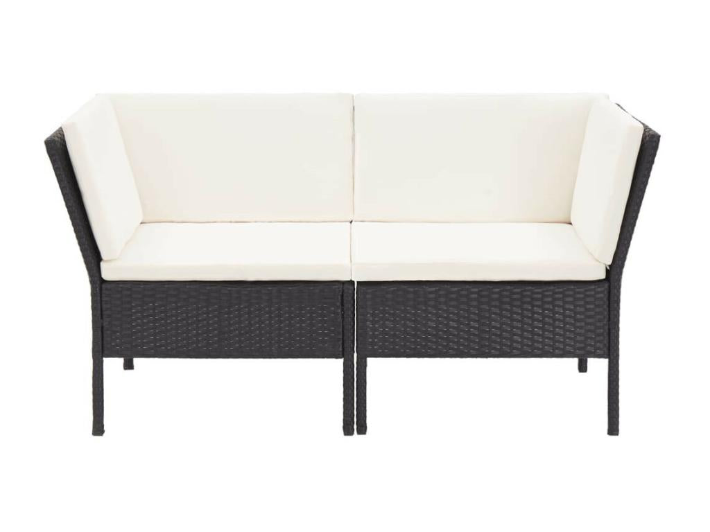 8-piece garden furniture set with cushions, black wicker resin, 52 QALB42686