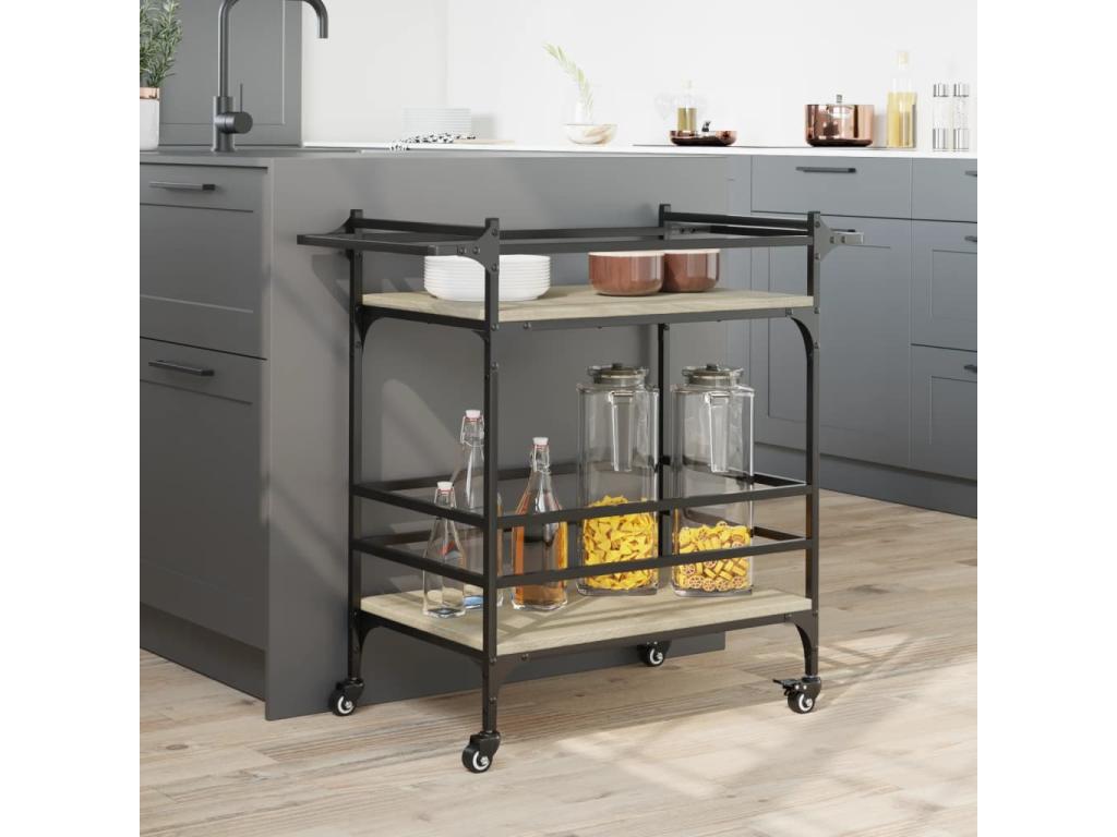 Domopure Oak Kitchen Trolley 82x40x78.5 cm Engineered Wood ZYKU34838