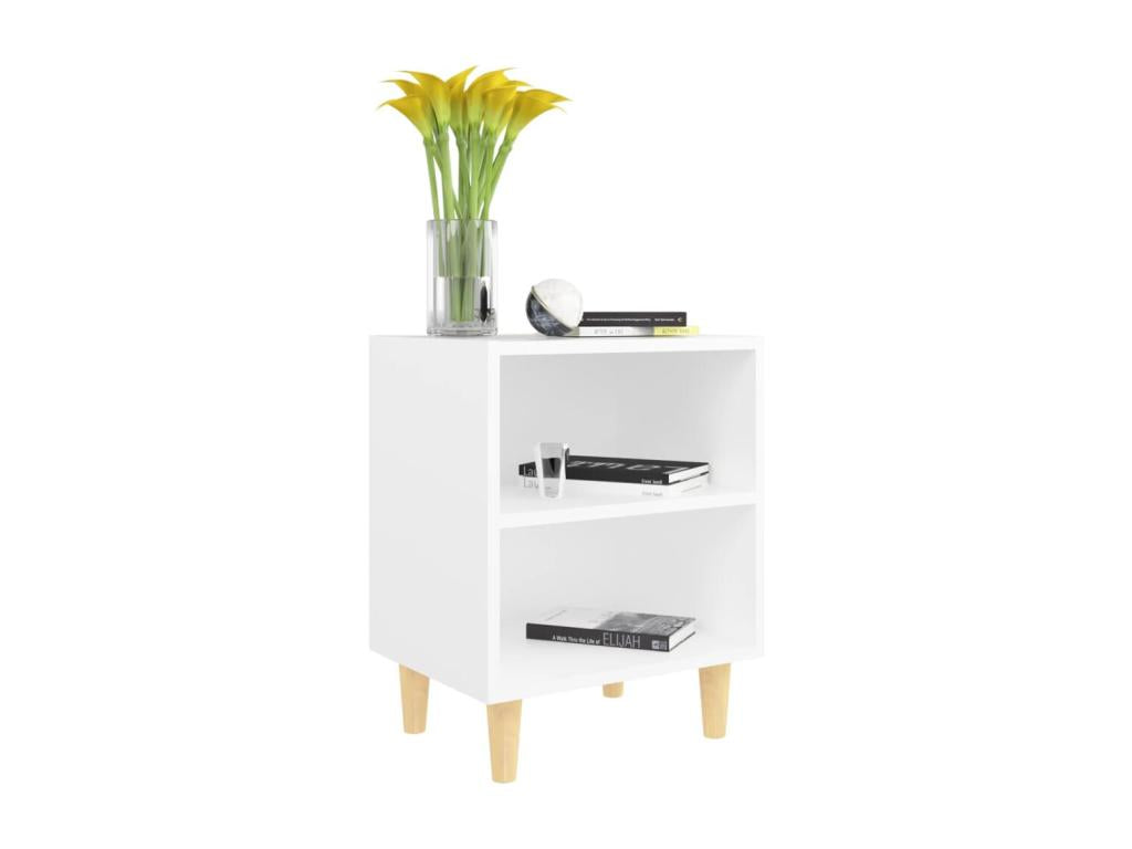 Bedside table with solid wood legs, white, 40x30x50 cm, RFAI44984