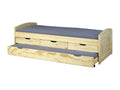 Chicyla - Trundle Bed 90x200cm with 3 Drawers, Solid Wood DGAJ06809