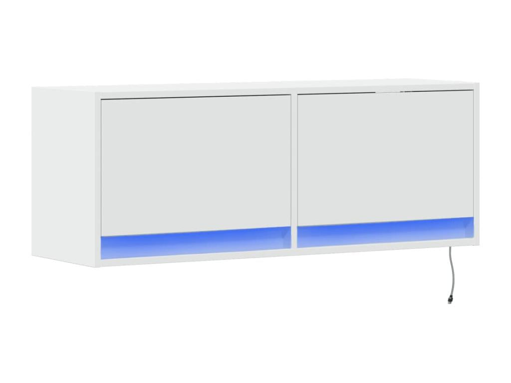 Wall-mounted TV unit with white LED spotlights, 100x31x35 cm, BEDI08534
