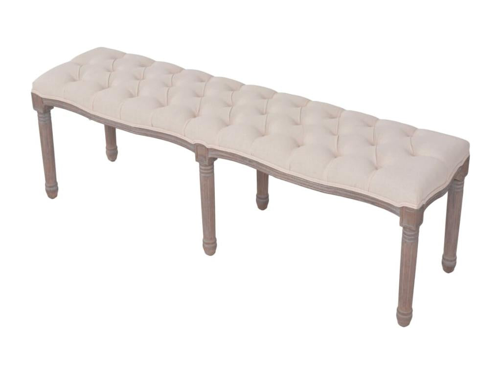 Linen Bench, Solid Wood, 150x40x48 cm, Cream White PWBD53340