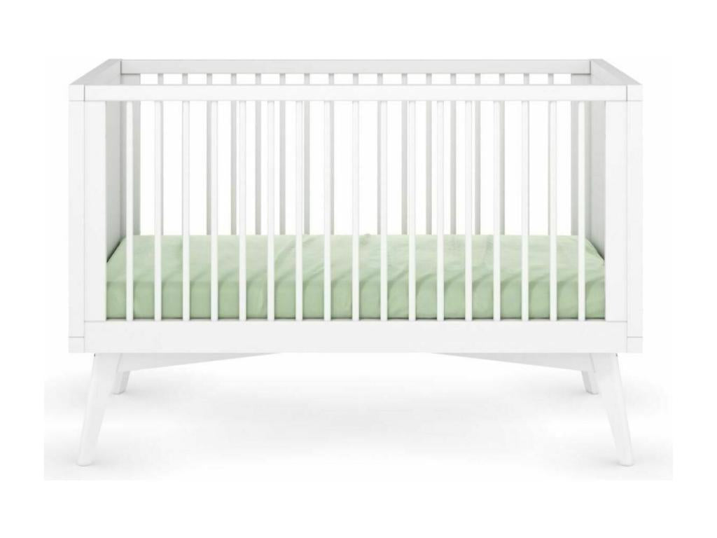 Montessori convertible baby cot set with 70x140 cm mattress, solid white wood, Domopure NKDH18971