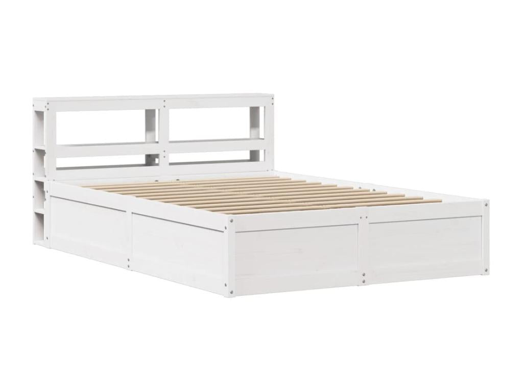 Bed frame with white headboard, 140x200 cm, solid pine wood, SBTC91224