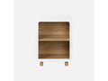 Bedside table with white and natural wood effect - 2 niches DKWT33655