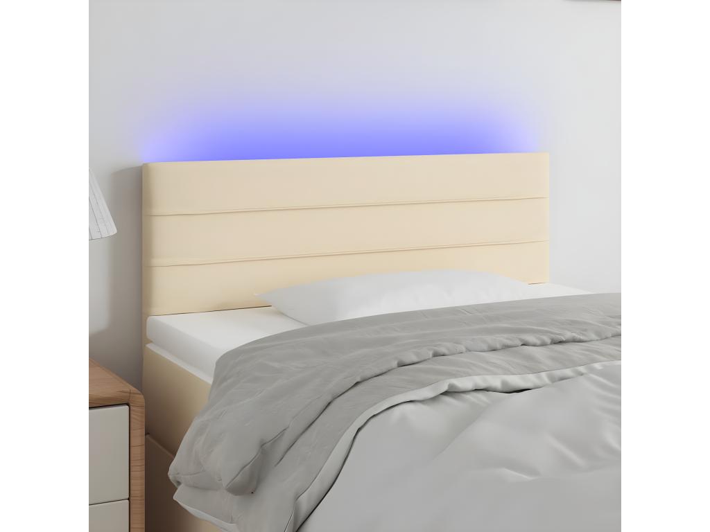 Cream LED Headboard 100x5x78/88 cm Fabric LTOV59625