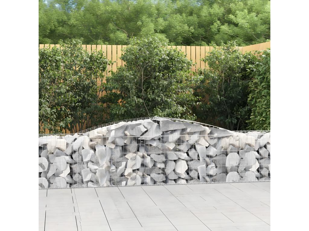8-piece arched gabion baskets, 400x50x60/80 cm, galvanized iron SQUK33362