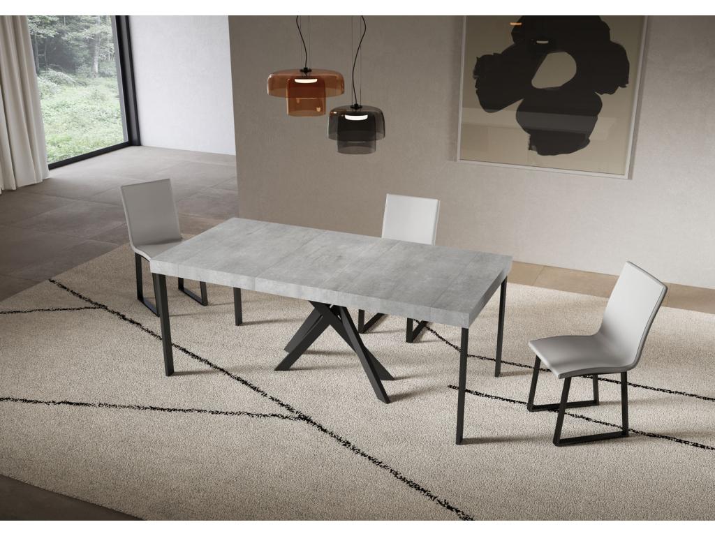 Extendable console table 90x40/300 cm Saki Premium concrete with anthracite legs RVZB34125