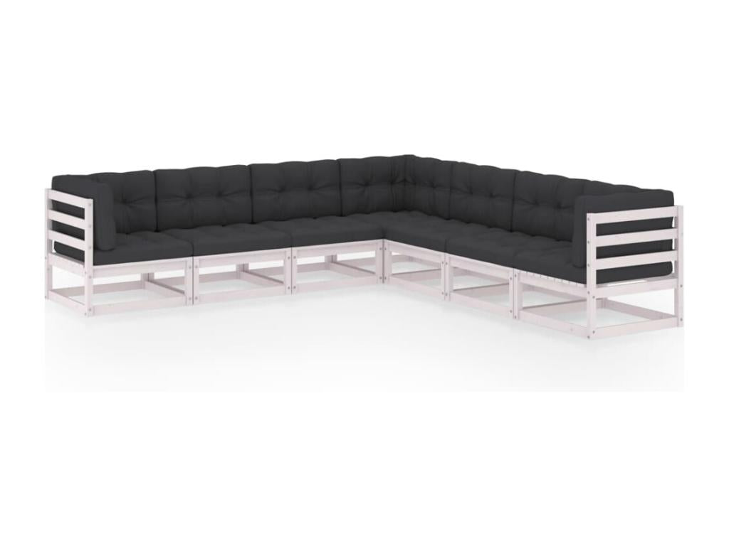 7-piece garden furniture set with cushions, solid pine wood, RPXO60944