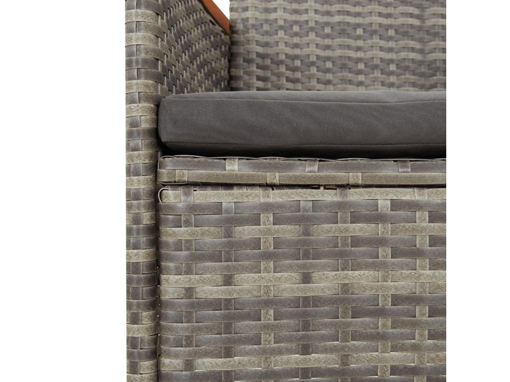 11-piece garden dining set with grey poly rattan cushions LZEY77234