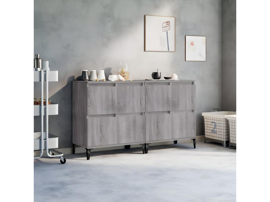 Domopure 2-piece grey sideboard set, 60x35x70 cm, engineered wood, SRCU20037